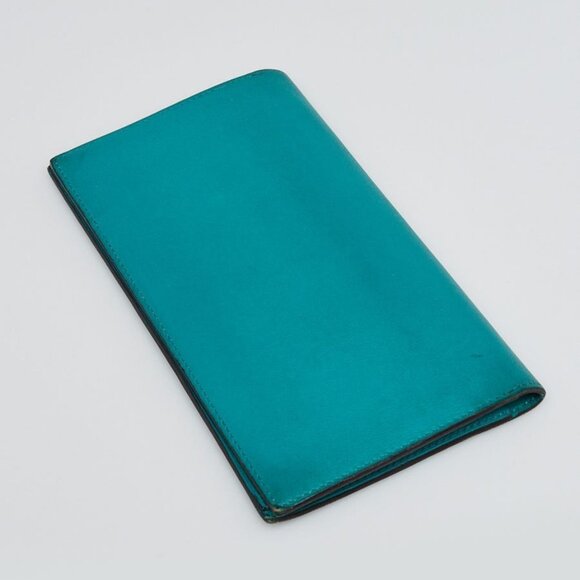 Hermes Blue Paon Swift Leather Fleming Wallet - Picture 3 of 10
